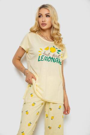 Піжама жіноча з принтом, колір жовтий, 243R7054