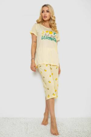 Піжама жіноча з принтом, колір жовтий, 243R7054