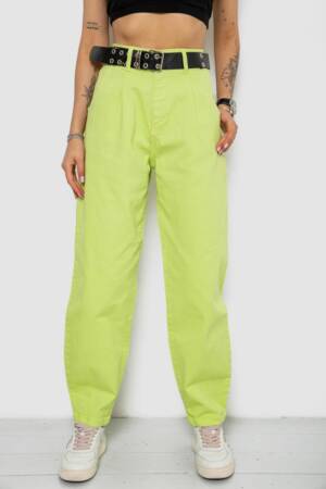 Джинси жіночі балони, колір салатовий, 182R00315