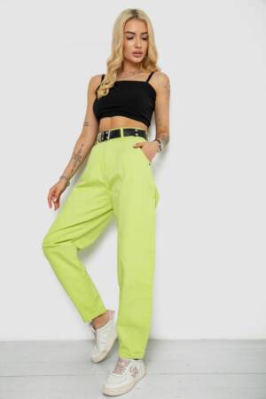 Джинси жіночі балони, колір салатовий, 182R00315