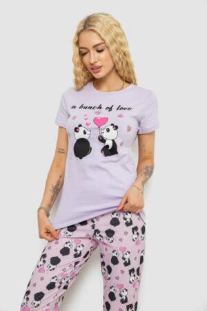 Піжама жіноча з принтом, колір бузковий, 243R15907