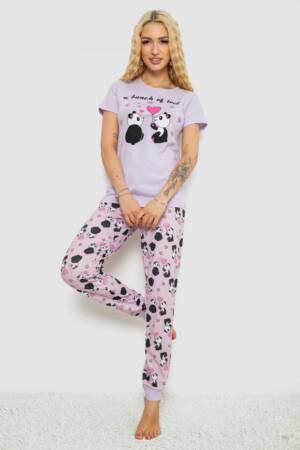 Піжама жіноча з принтом, колір бузковий, 243R15907