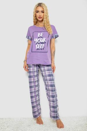 Піжама жіноча з принтом, колір бузковий, 243R2093-4