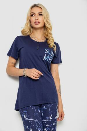 Піжама жіноча з принтом, колір синій, 243R10286