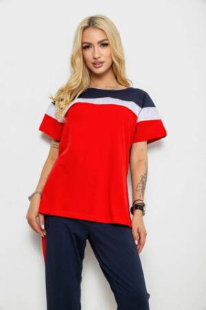 Піжама жіноча з принтом, колір червоний, 243R1600-029