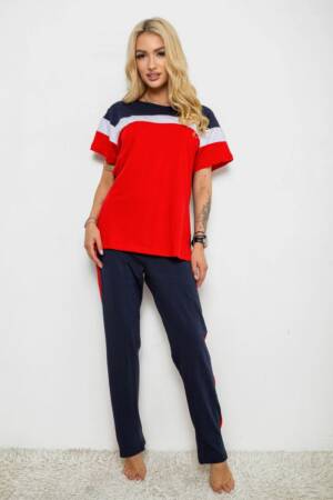 Піжама жіноча з принтом, колір червоний, 243R1600-029