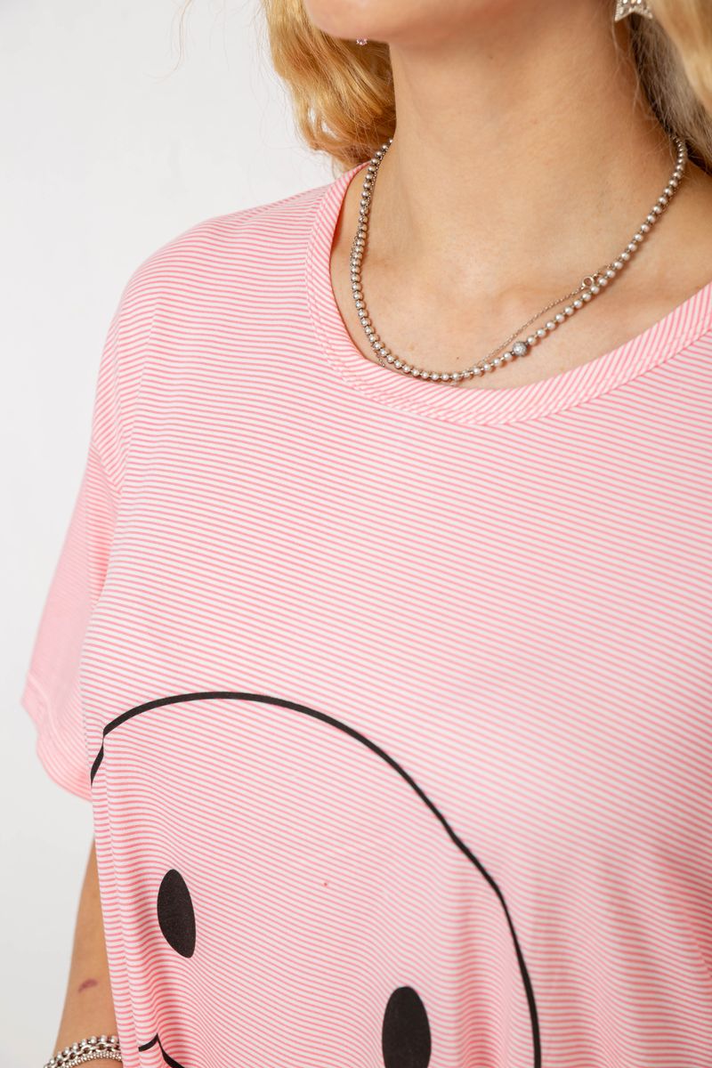 Нічна сорочка, колір рожево-білий, 238R335-2 - Зображення 5