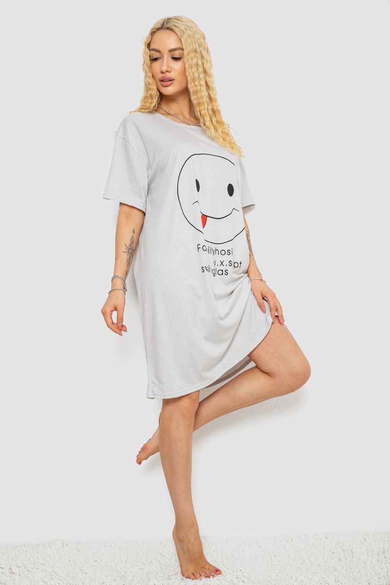 Нічна сорочка, колір сіро-білий, 238R335-2 - Зображення 2