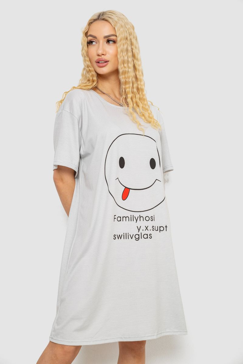 Нічна сорочка, колір сіро-білий, 238R335-2 - Зображення 3