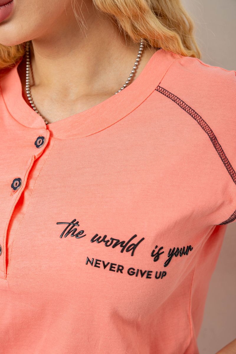 Піжама жіноча з принтом, колір персиковий, 243R0004-P5 - Зображення 5