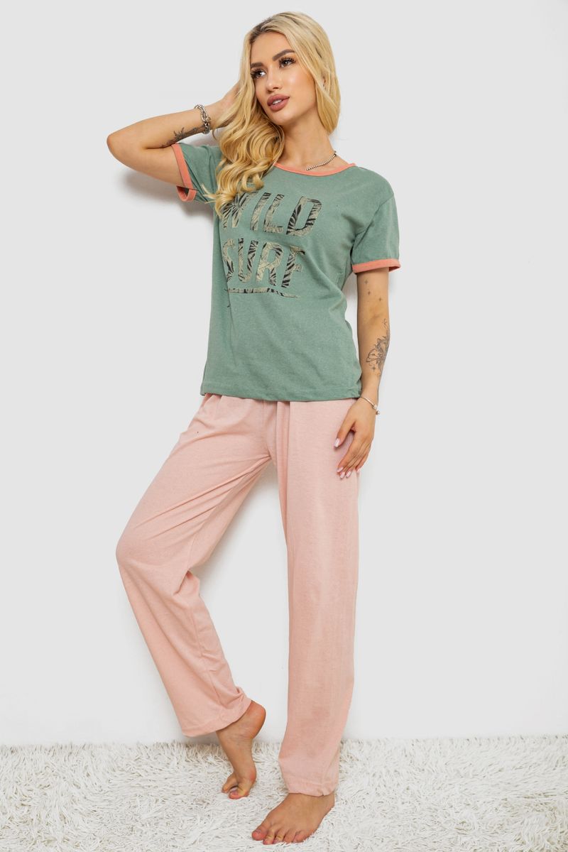 Піжама жіноча з принтом, колір оливковий, 243R20256 - Зображення 3