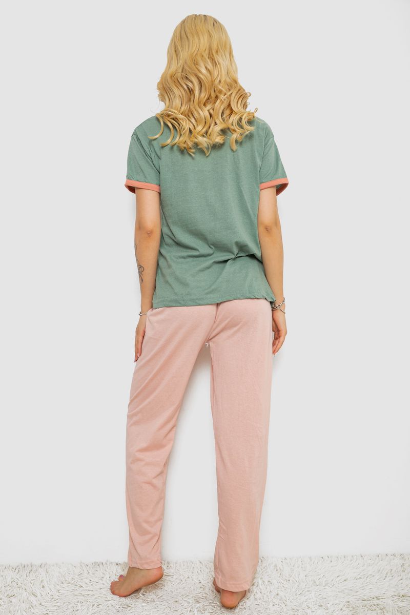 Піжама жіноча з принтом, колір оливковий, 243R20256 - Зображення 4