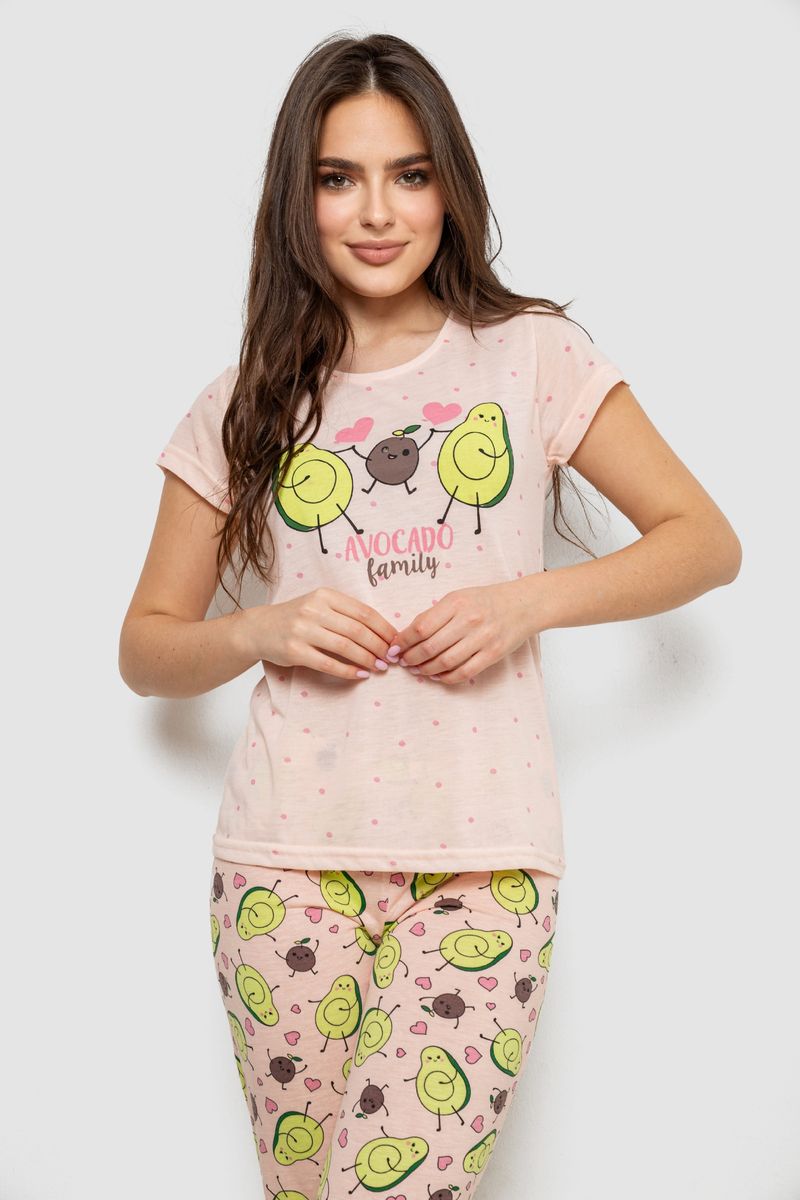 Жіноча піжама з принтом, колір рожевий, 243R7092 - Зображення 2