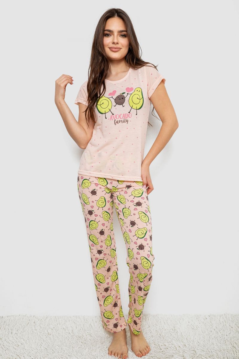 Жіноча піжама з принтом, колір рожевий, 243R7092