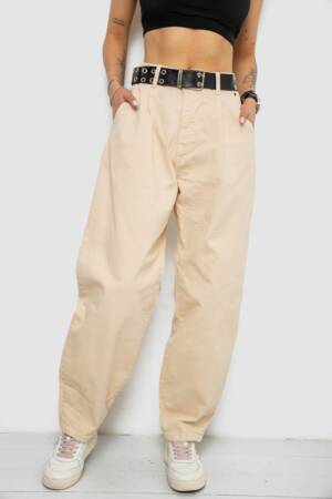 Джинси жіночі балони, колір бежевий, 182R00263