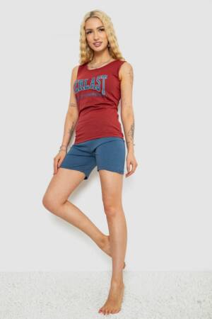 Піжама жіноча з принтом, колір бордовий, 243R2469