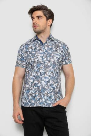 Сорочка чоловіча з короткими рукавами, колір синій, 214R582