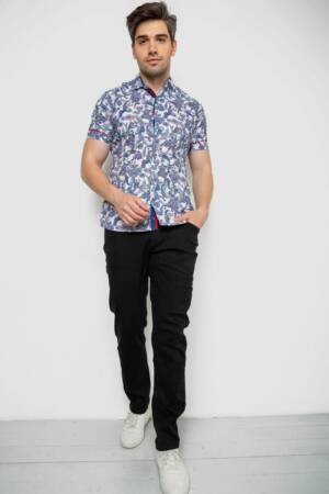 Сорочка чоловіча з короткими рукавами, колір джинс, 214R582
