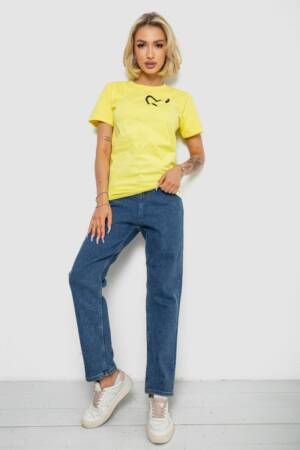 Футболка жіноча з принтом, колір жовтий, 238R57384-1