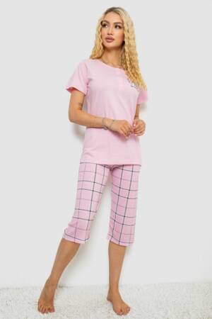 Піжама жіноча з принтом, колір рожевий, 243R10230