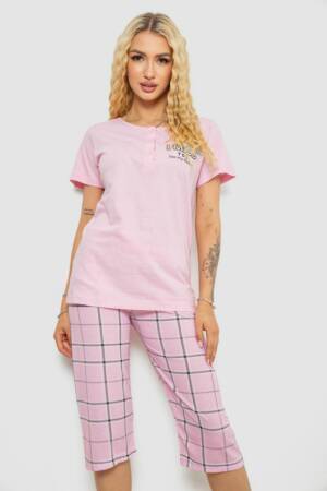 Піжама жіноча з принтом, колір рожевий, 243R10230