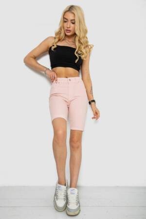 Шорти джинсові жіночі, колір рожевий, 182R1700