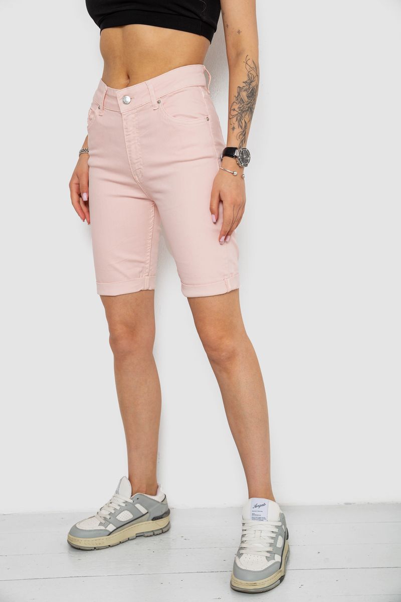 Шорти джинсові жіночі, колір рожевий, 182R1700 - Зображення 3