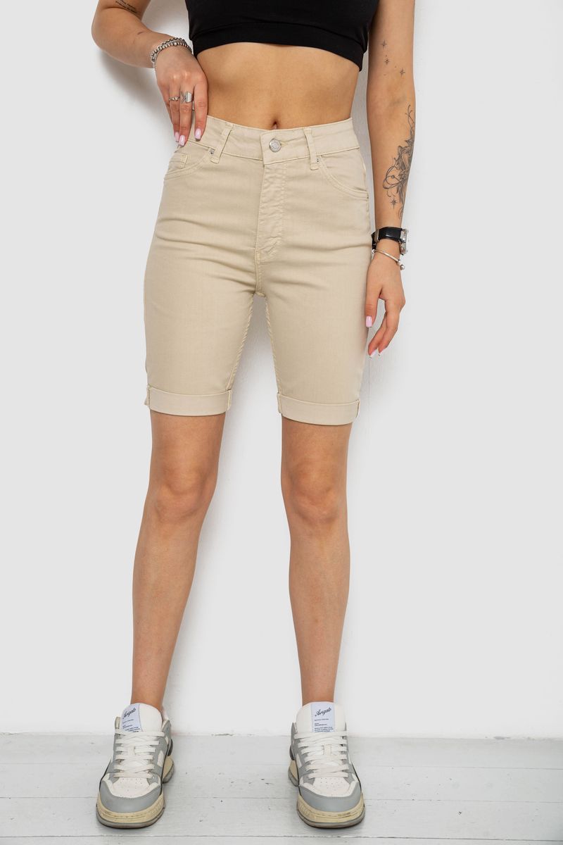 Шорти джинсові жіночі, колір світло-бежевий, 182R1700