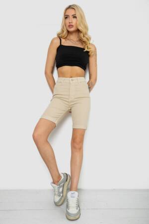 Шорти джинсові жіночі, колір світло-бежевий, 182R1700