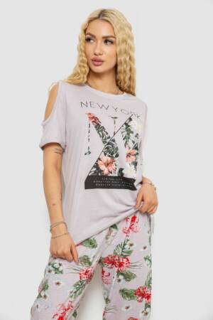 Піжама жіноча з принтом, колір світло-бузковий, 243R3038-C