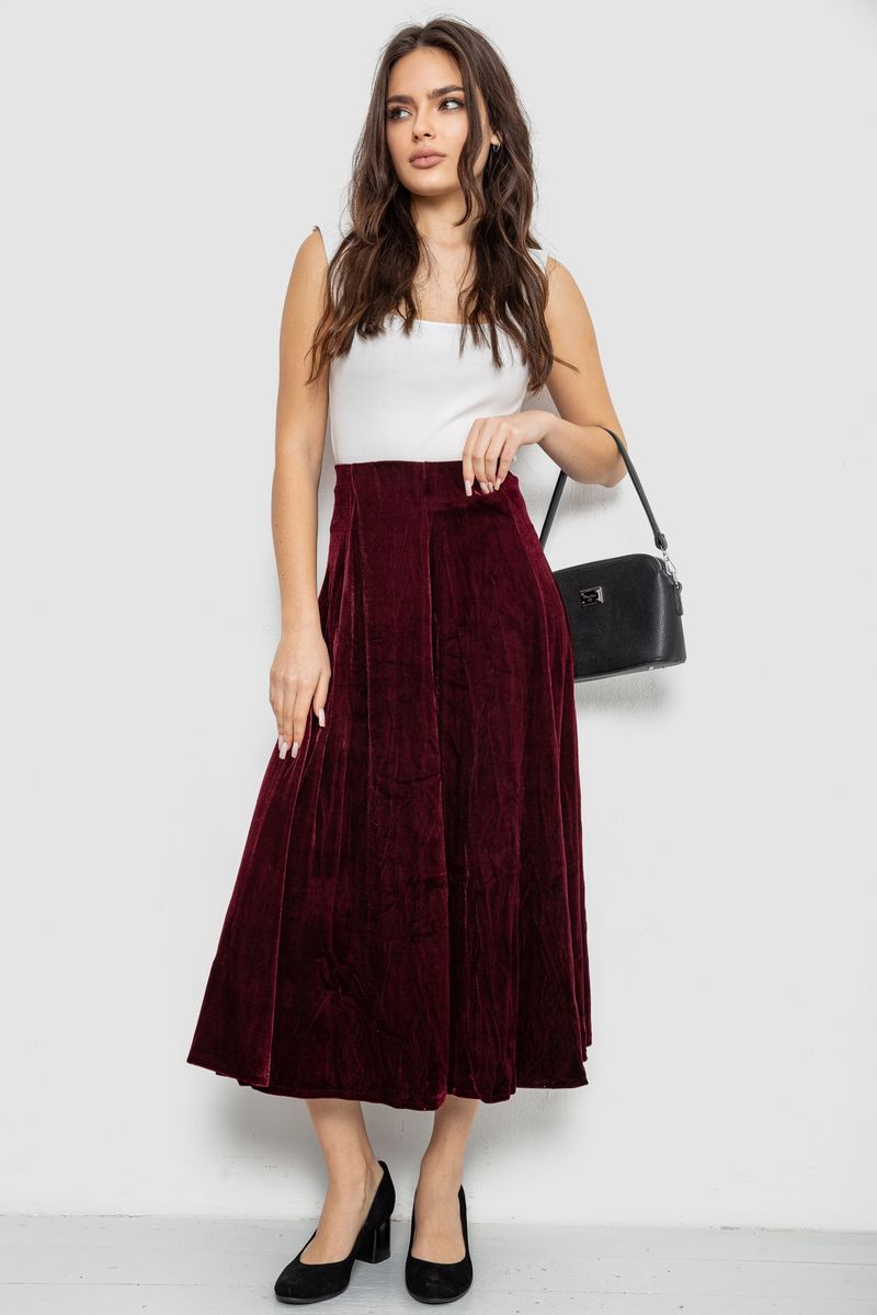 Спідниця оксамитова годе, колір бордовий, 167R375