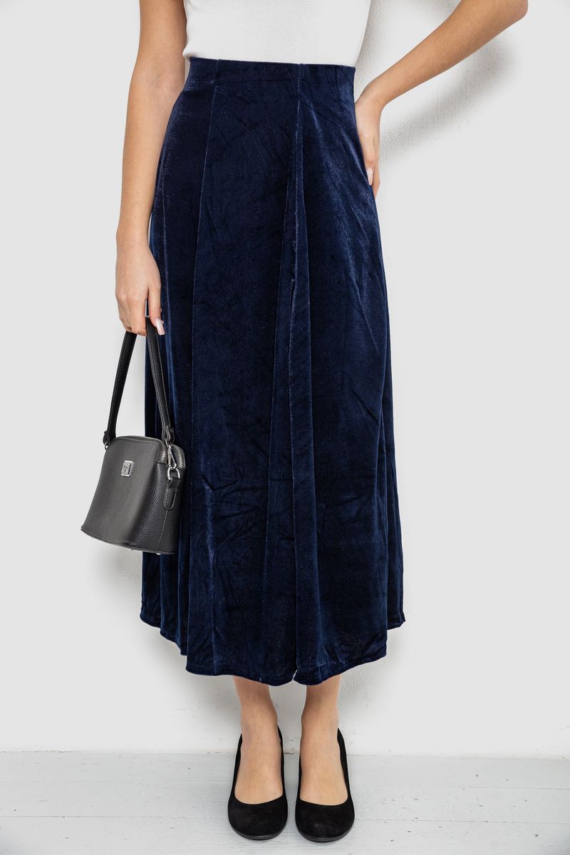 Спідниця оксамитова годе, колір синій, 167R375