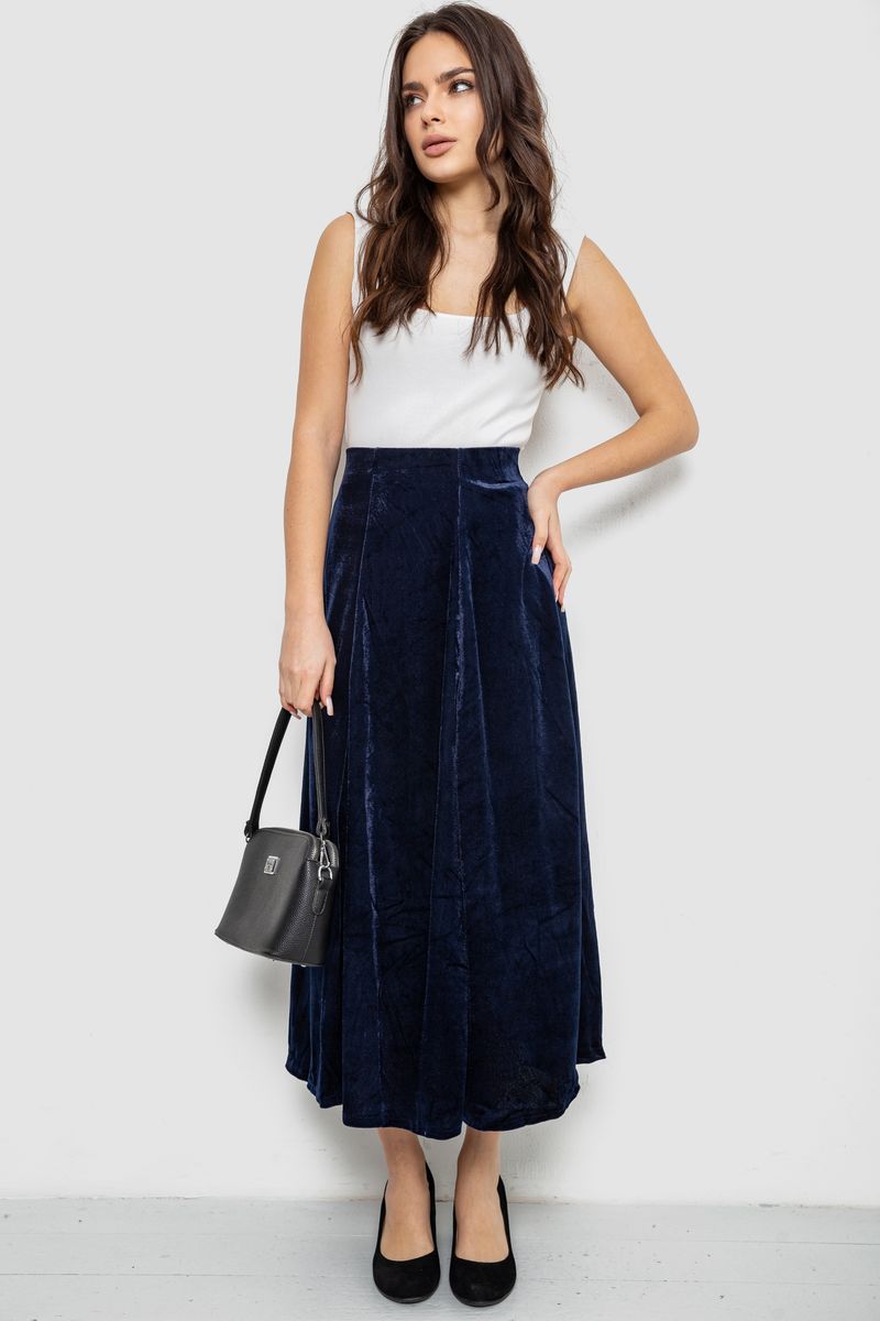 Спідниця оксамитова годе, колір синій, 167R375