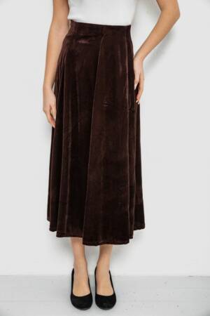 Спідниця оксамитова годе, колір коричневий, 167R375