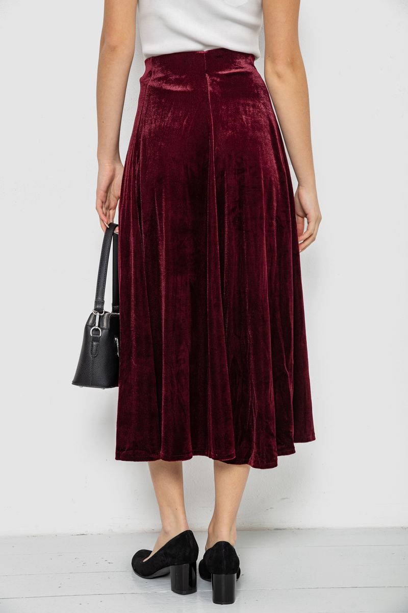 Спідниця оксамитова годе, колір бордовий, 167R375 - Зображення 4