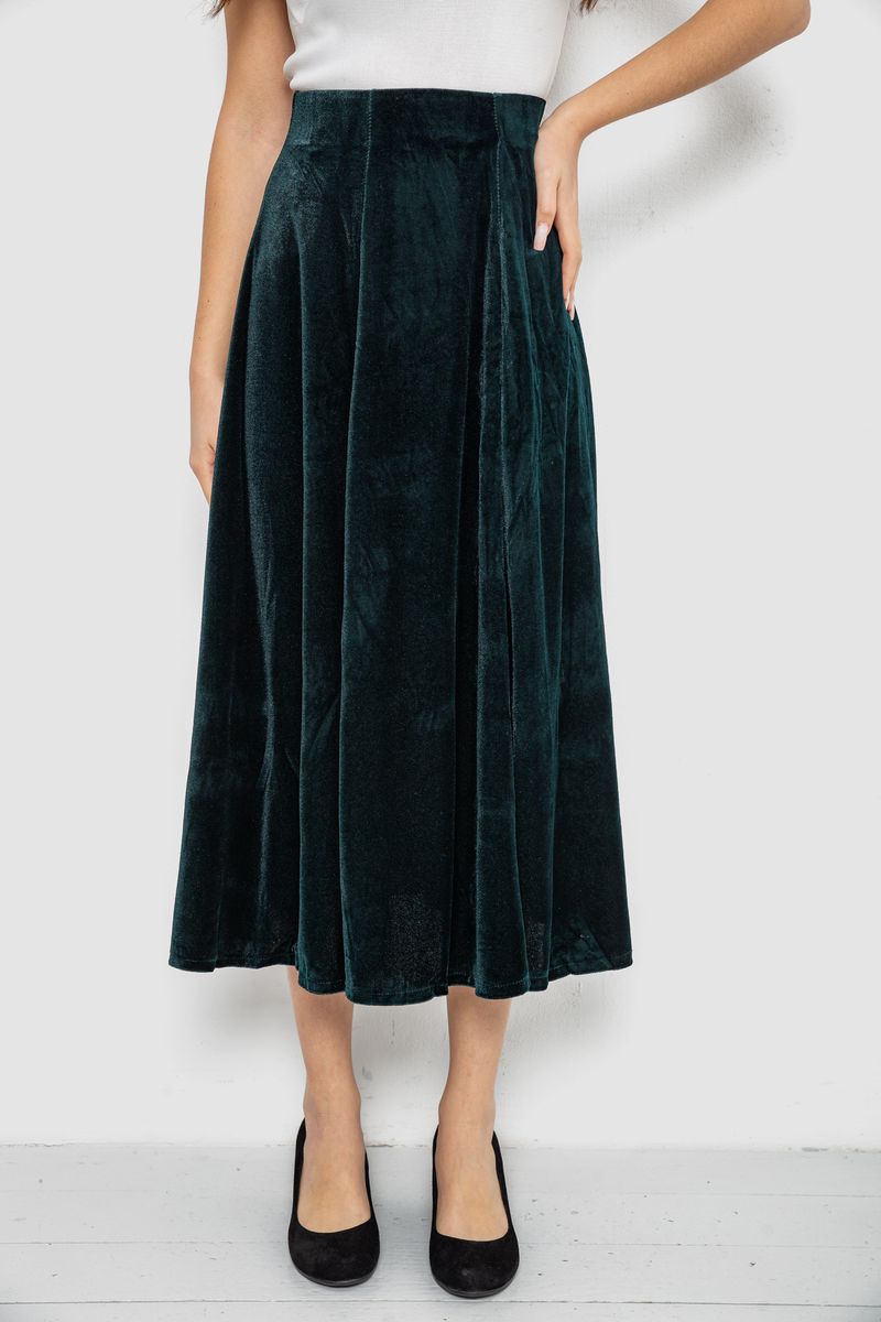 Спідниця оксамитова годе, колір темно-зелений, 167R375