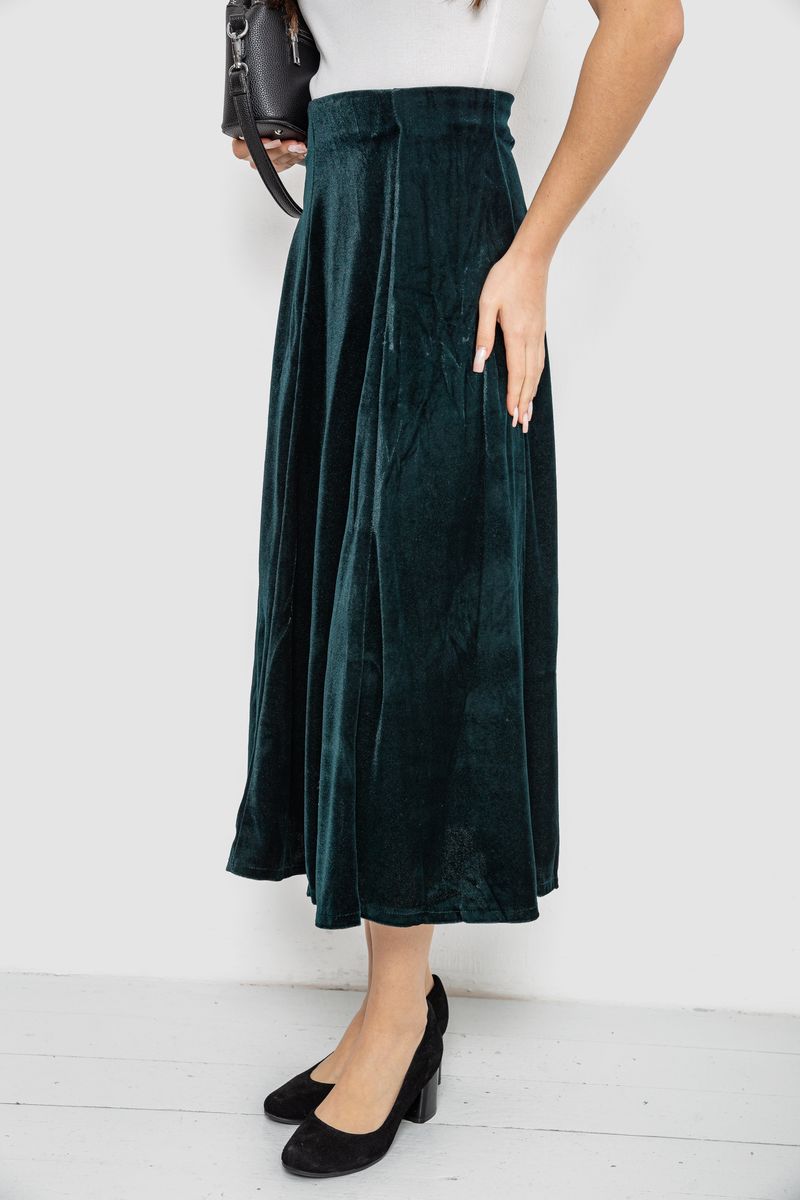 Спідниця оксамитова годе, колір темно-зелений, 167R375 - Зображення 3