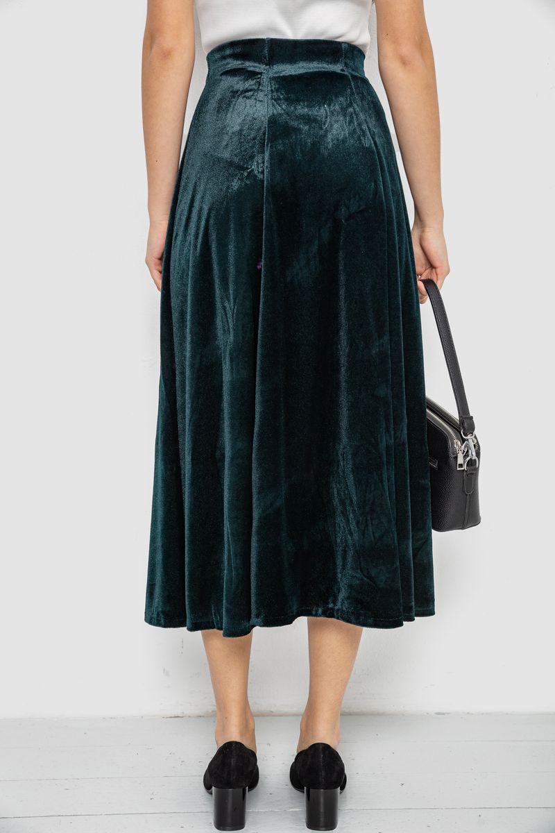 Спідниця оксамитова годе, колір темно-зелений, 167R375 - Зображення 4