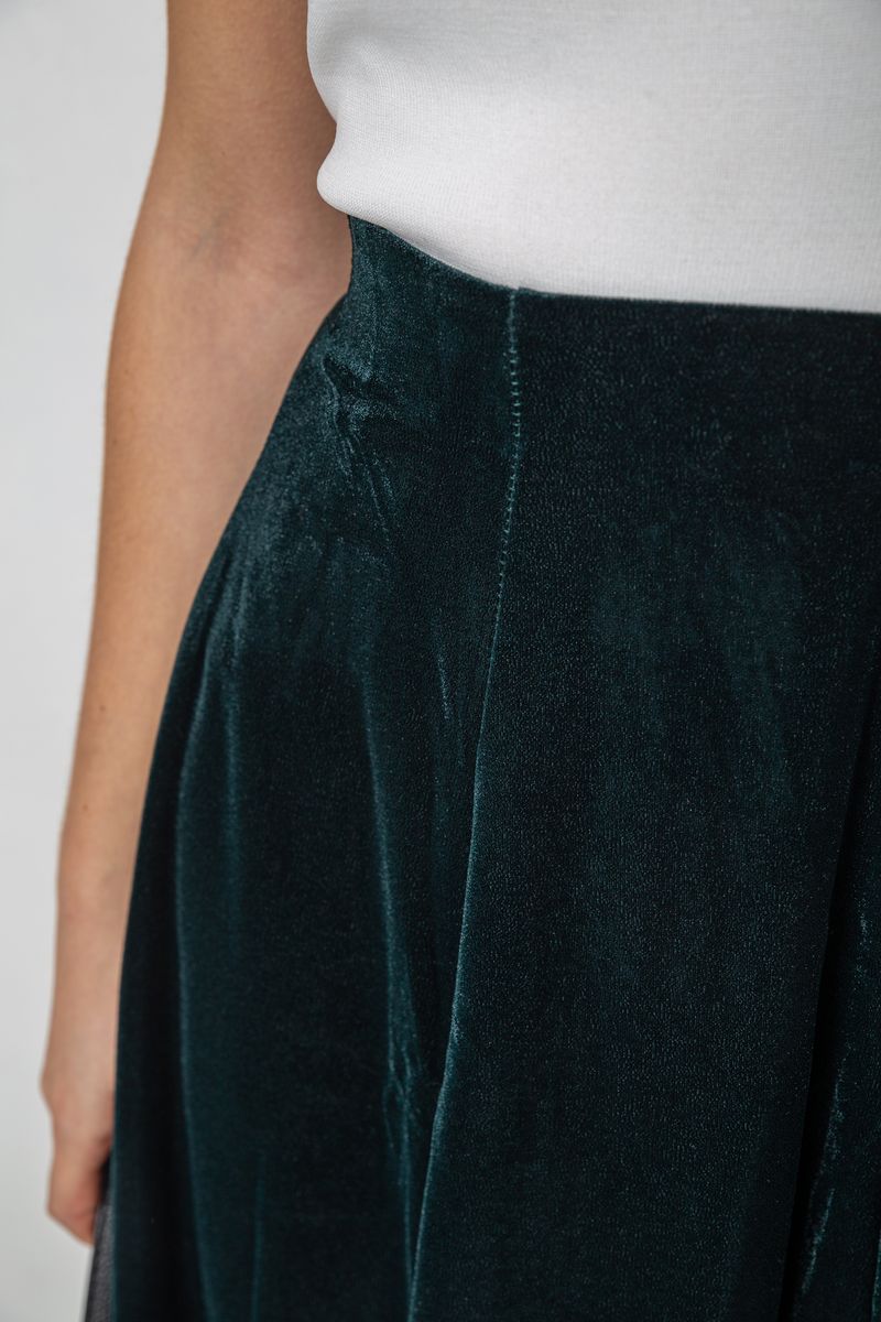 Спідниця оксамитова годе, колір темно-зелений, 167R375 - Зображення 5
