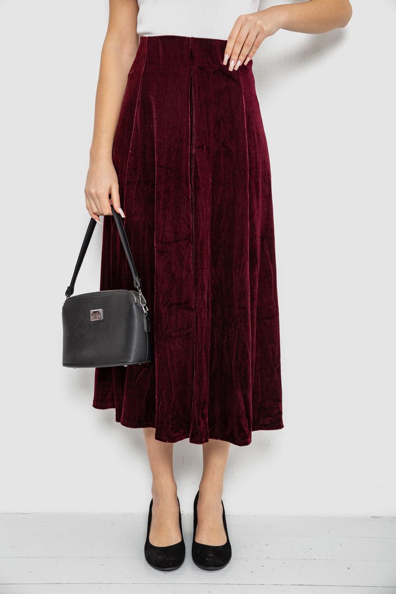 Спідниця оксамитова годе, колір бордовий, 167R375