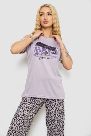 Піжама жіноча з принтом, колір світло-бузковий, 243R3038-B