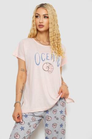 Піжама жіноча з принтом, колір рожевий, 243R7134
