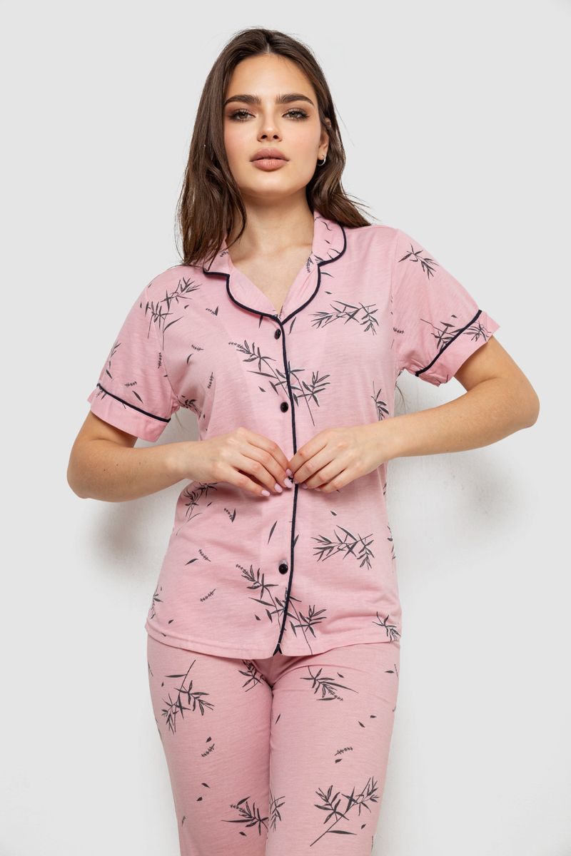 Жіноча піжама з принтом, колір рожевий, 243R7148