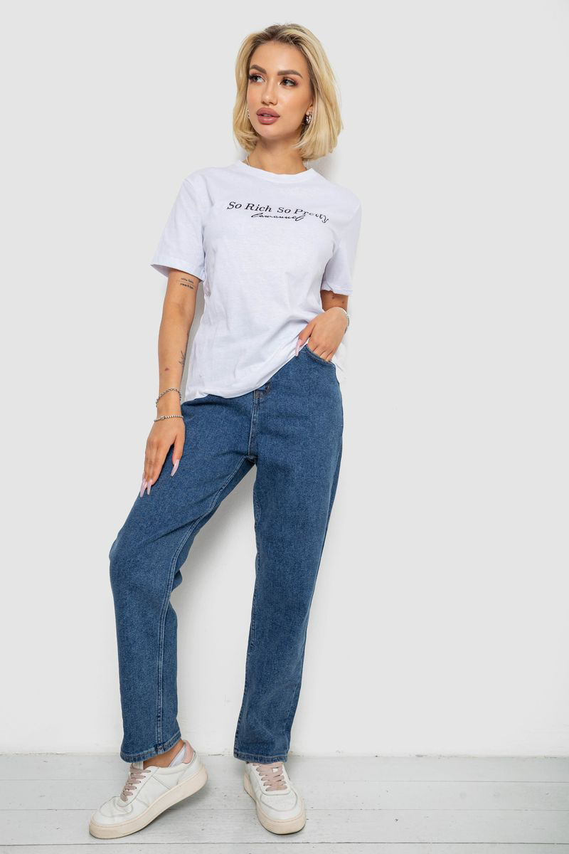 Футболка жіноча з принтом, колір біло-чорний, 238R57399