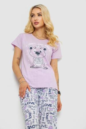 Піжама жіноча з принтом, колір бузковий, 243R2525