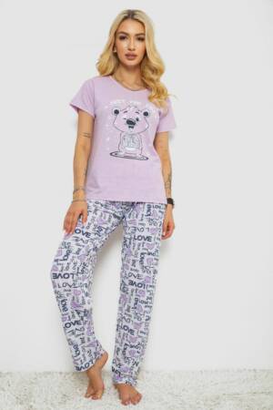 Піжама жіноча з принтом, колір бузковий, 243R2525