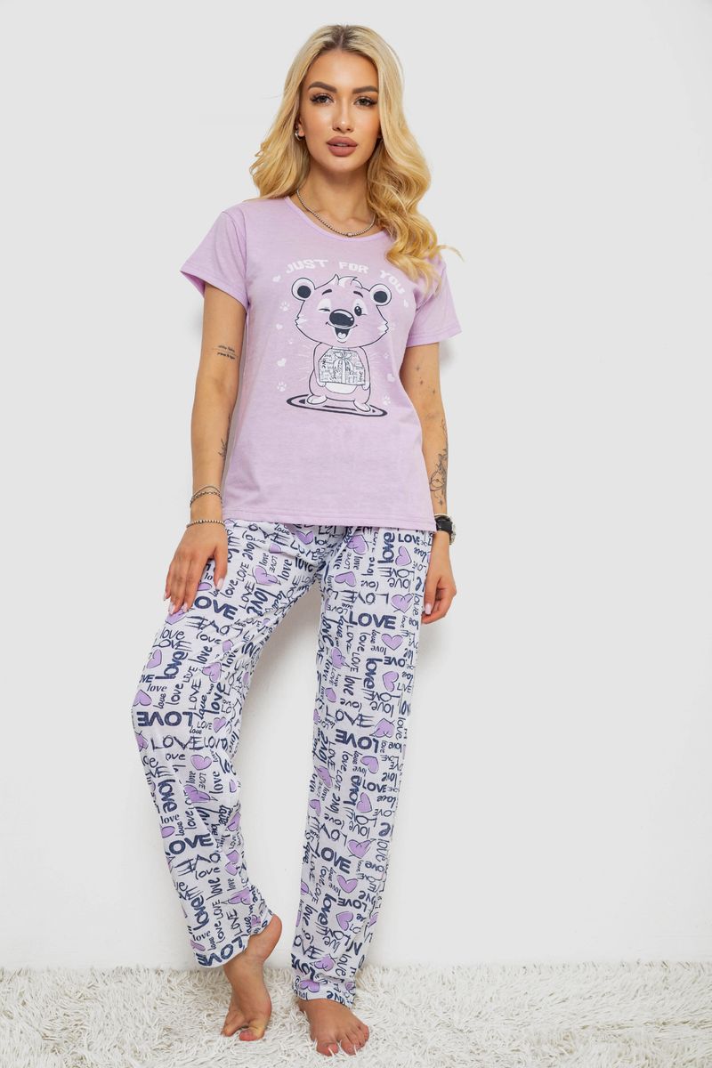 Піжама жіноча з принтом, колір бузковий, 243R2525