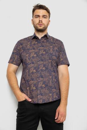 Сорочка чоловіча з принтом, колір темно-синій, 214R7331