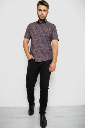 Сорочка чоловіча з принтом, колір темно-синій, 214R7331