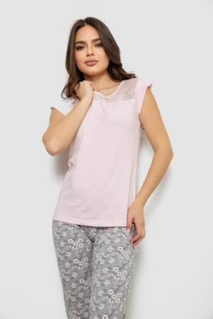 Жіноча піжама з принтом, колір рожевий, 243R1484-004